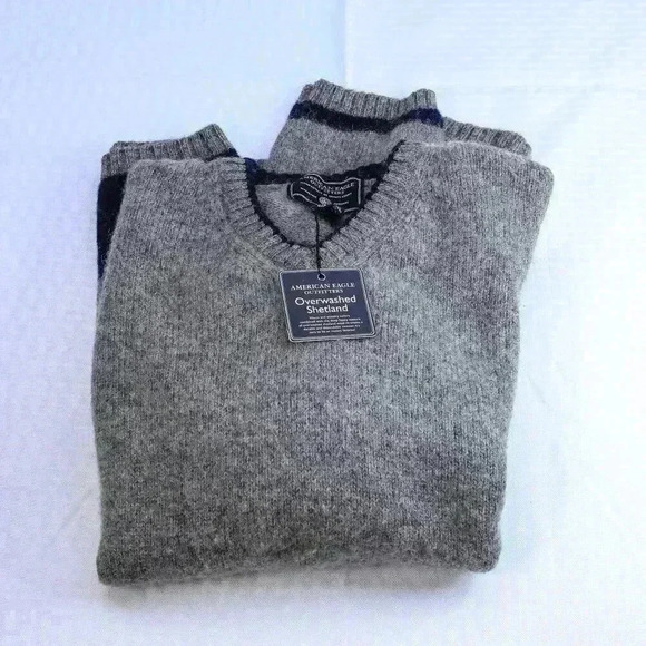 NWT American Eagle Outfitters Size XL Overwashed Shetland New Wool Grey/Blue Swe - Picture 1 of 10